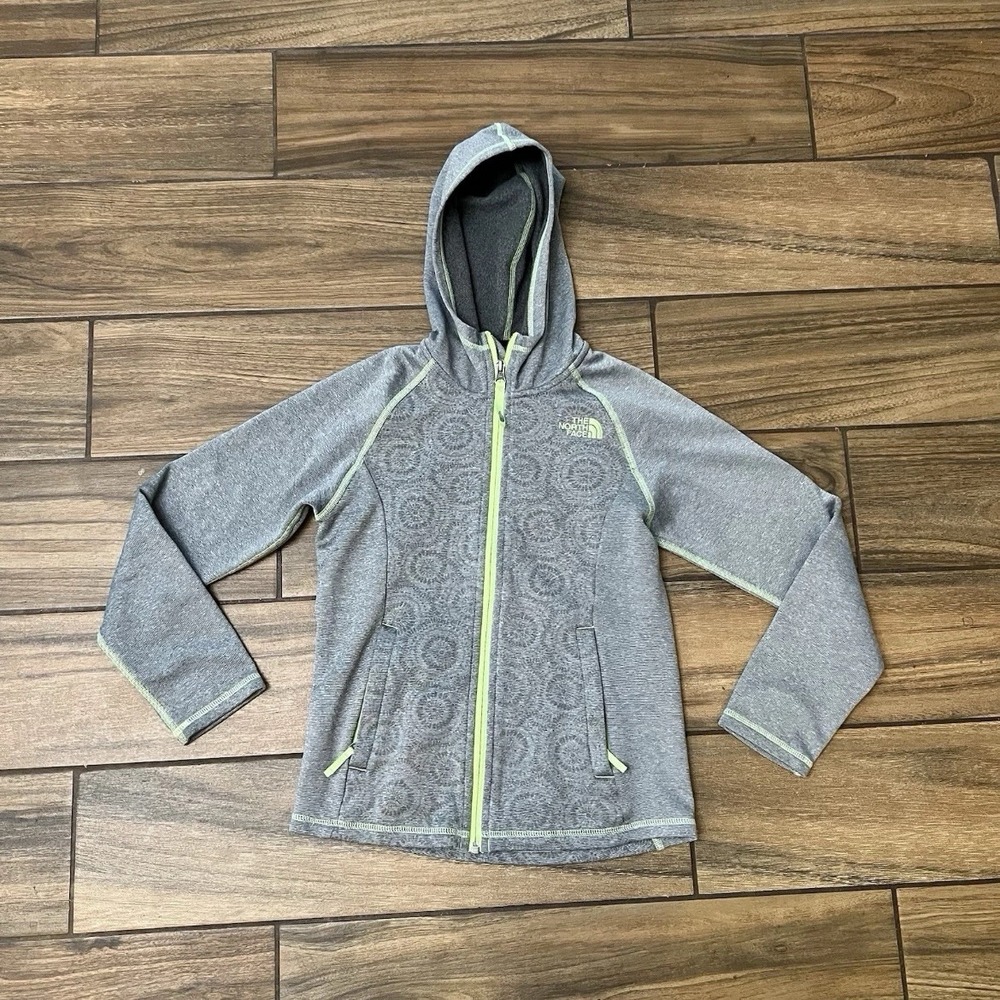 The North Face Hoodie Girls Medium 10 12 Gray Full Zip Fleece Jacket Youth